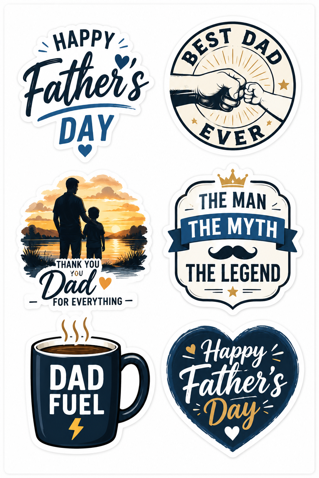 40 Fathers Day Stickers Bundle | Waterproof Vinyl Stickers | Best Dad Ever Sticker
