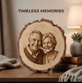 Personalized Wood Slice Photo Engraving | Custom Couple Portrait on Natural Wood | Anniversary, Wedding & Memorial Gift