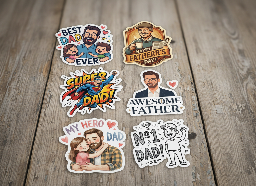 Father's Day Sticker Pack | Cute & Funny Dad Stickers | Premium Gifts Decals