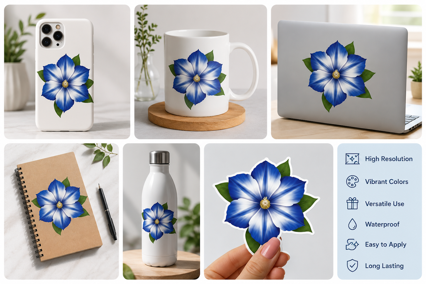 Blue Rose Sticker Pack | Instant Download | Sublimation Stickers