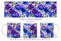 3D Purple Blue Floral Mug Wrap Sublimation Design | 11oz & 15oz | Instant Download