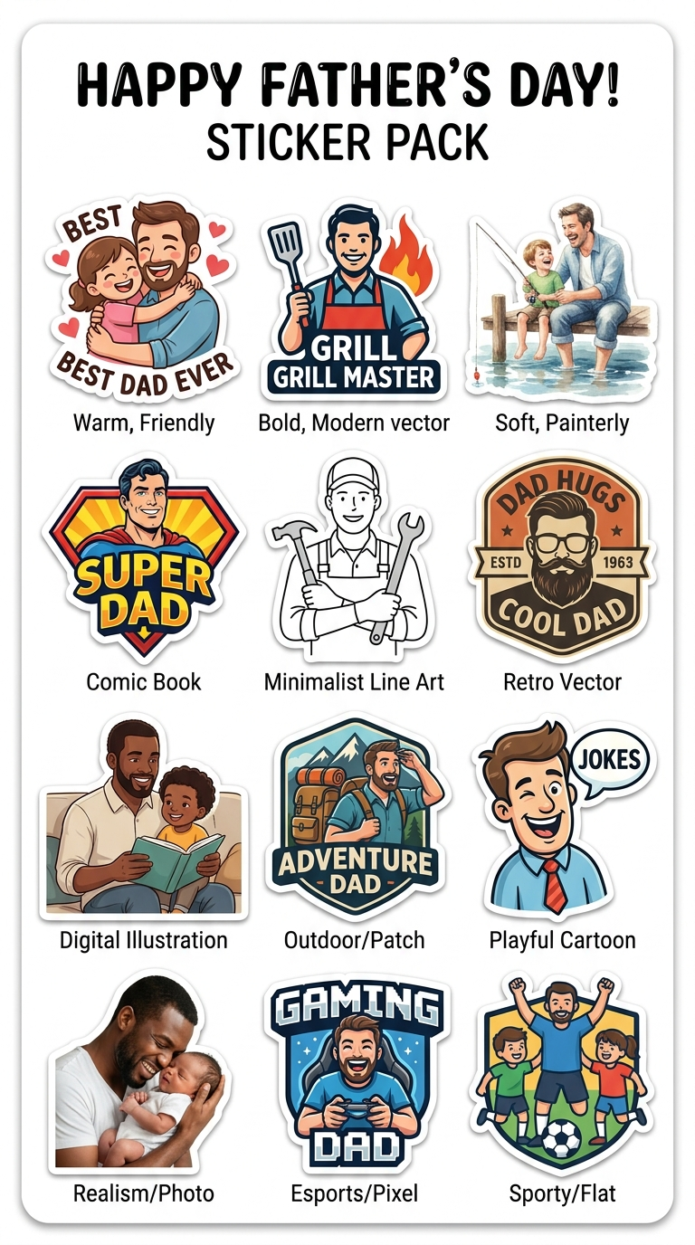 40 Fathers Day Stickers Bundle | Waterproof Vinyl Stickers | Best Dad Ever Sticker